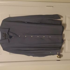 Blue with white squares button down shirt